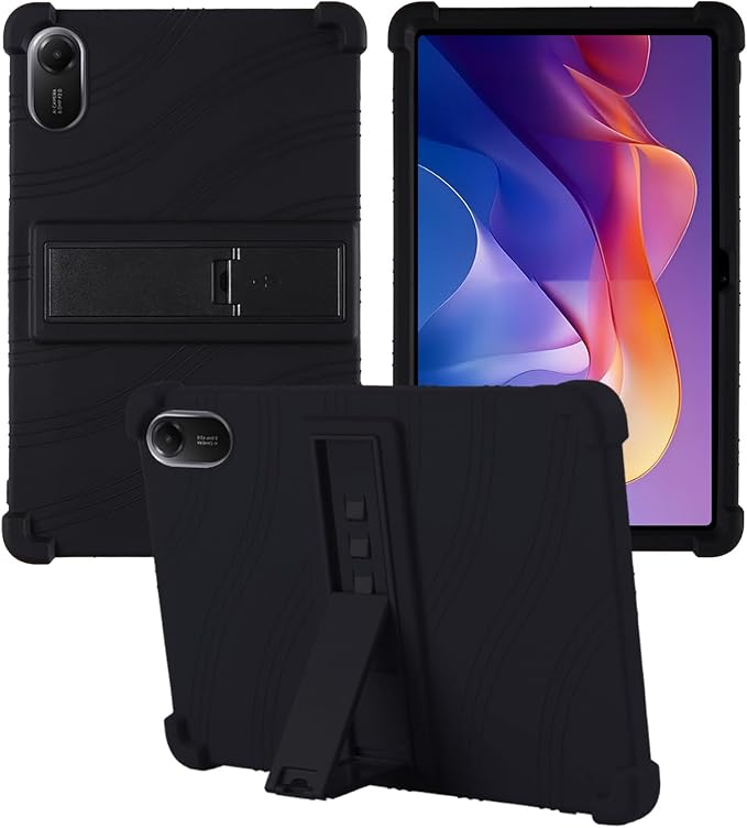 for Xiaomi Redmi Pad 2 Tablet 11 inch Tablet CaseBOVUGAC Soft Silicone Adjustable Stand Shockproof Kids Friendly for Redmi Pad 2 11 Tablet(Black)