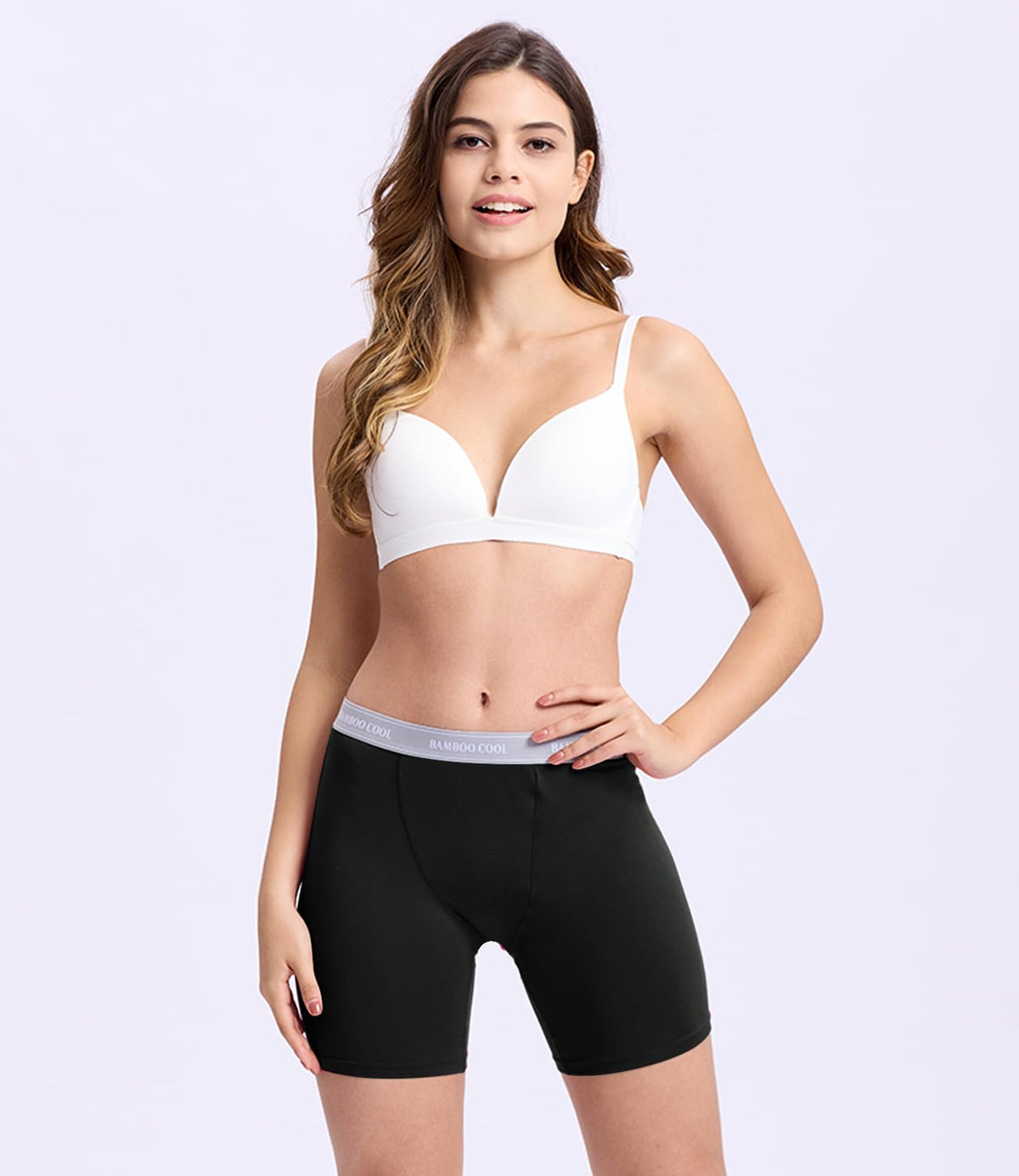 BAMBOO COOL Womens Boxer Briefs Boy Shorts Soft Stretch Panties for Women, 5-Pack