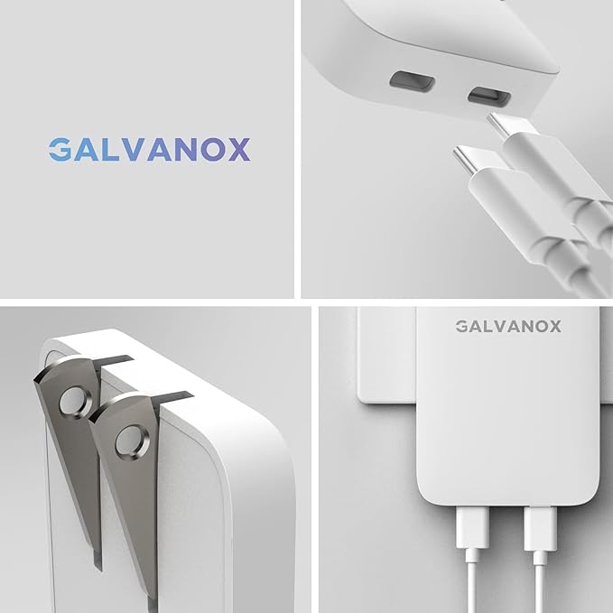(3 Pack) Galvanox Dual USB-C Flat Wall Charger - Fast Charging Ultra Slim Outlet Plug Multi Port Type C for iPhone 13 14 iPhone 15 Pro Max and Samsung Galaxy Phones (20W)