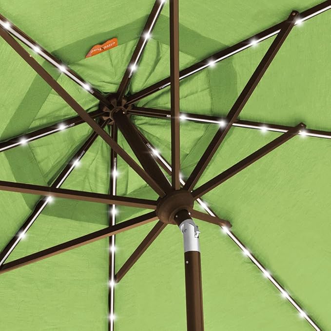 EliteShade USA 10-Year-Non-Fading Solar 9ft 3 Tiers Market Umbrella with 80 LED Lights Patio Umbrellas Outdoor Table with Ventilation,Macaw Green