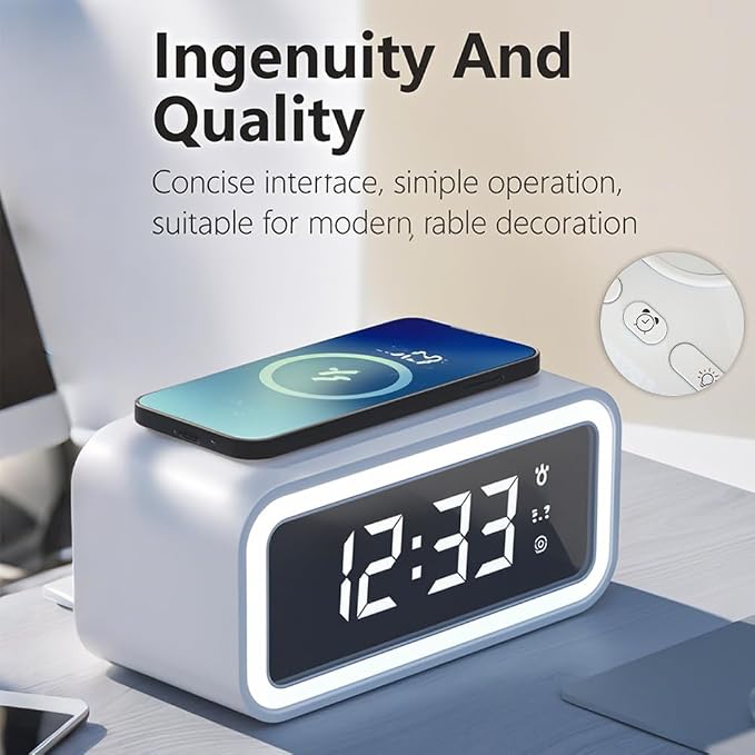 IHAO 3in1 Multifunctional Foldable Wireless Charging Station with LED Ambient Night Light Fast QC3.0 Charger for Phone iWatch Headphone Space-Saving Auto-Shutoff &amp Overcharge Protection-Black