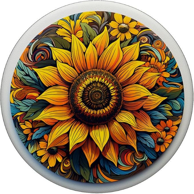 Mandala Geometric Watercolor Sunflower Pattern Floral Women PopSockets PopGrip for MagSafe