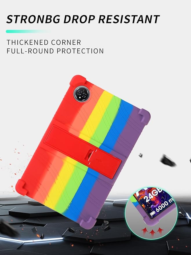 Case for Raemond K80 Tablet 10 Inch Android 15WUNIAK Hollow Back DesignHeat Dissipation Shockproof Lightweight Adjustable Kickstand Silicone Shell&ampKids Friendly Soft CaseBlack