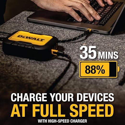 DEWALT Heavy Duty USB-C to USB-C Fast Charging Cable 1FT | Flat 240W Type-C Fast Charging Cable for iPhone 17/16/15 Pro Max Samsung Galaxy MacBook iPad Pixel 2-Pack