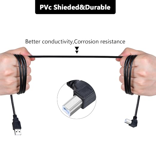 USB 2.0 Printer Cable 6FT(10 Pack) b Right Angle 90 Degree Adapter High Speed Printer/Scanner USB Cable 2.0 A Male to B Male Cord with 480Mbps(6ft A to B Right Angle).