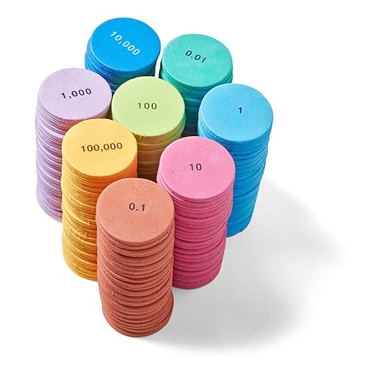 hand2mind Soft Foam Place Value Disks 8 Values, Counting Chips for Kids, Math Counters Kindergarten, Math Teacher Supplies, Base 10 Math Manipulatives for Elementary School (Pack of 200)