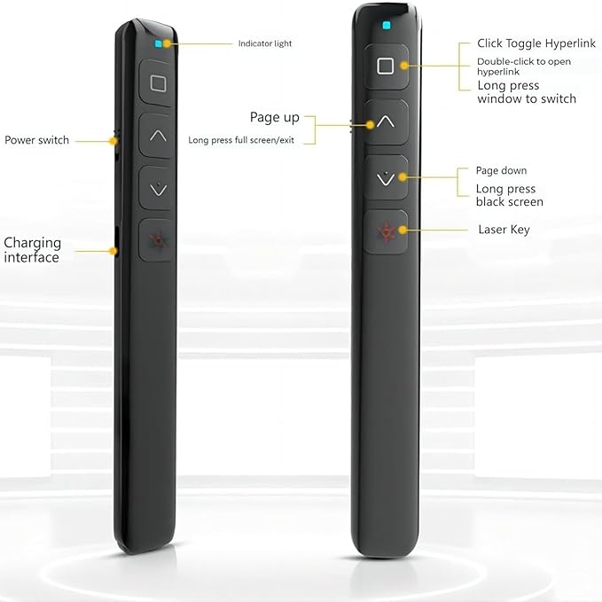 [M Monoie] Wireless Presenter, 2.4GHz USB Control Presentation PPT PowerPoint Clicker for Keynote, Laptop, Google Slides - Supports Hyperlinks & Tactile Buttons