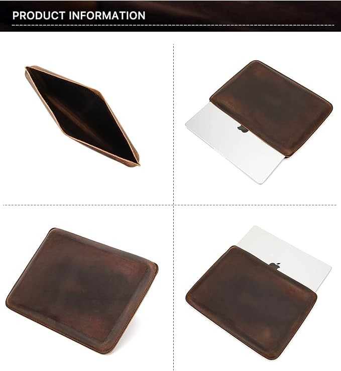 Top Grain Leather 12.9 Tablet Sleeve Slim Protector Vintage Design Fully Handmade Compatible with 12.9 iPad Pro 3/4/5/6 Gen Fits A2233 A2069 A2378 A2379 A2461 A2462 Coffee 12.9 Inch