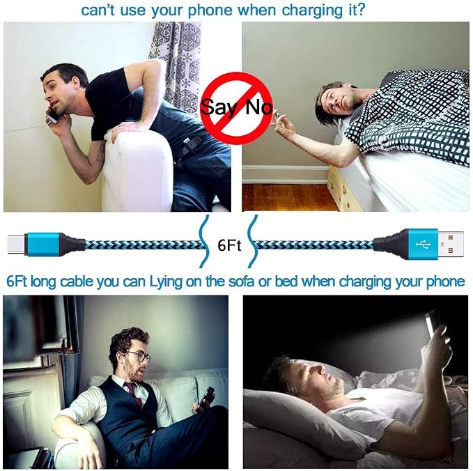 USB Type C Charger Plug Dual Port Fast Wall Charger Phone Charging Block with 2Pack 6Ft C Cable for Samsung Galaxy S26 S25 S24 S23 S22 S21 S20 A16 A54 A53 A23iPhone 17 16 15Google Pixel 10 9 8 7 Pro