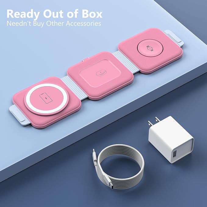 Travel Charger for Samsung Multi Devices Foldable 3 in 1 Wireless Charging Station Fast Charging Stand/Pad Compatible for Samsung Galaxy S26/S25/S24/S23/Note20 GalaxyWatch8/7/6 Galaxy Buds4