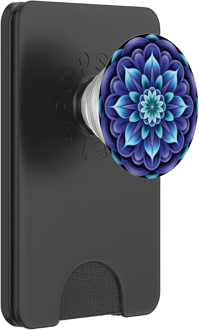 Blue Mandala Sacred Geometry Trippy Optical Flower Illusion PopSockets Adhesive PopGrip