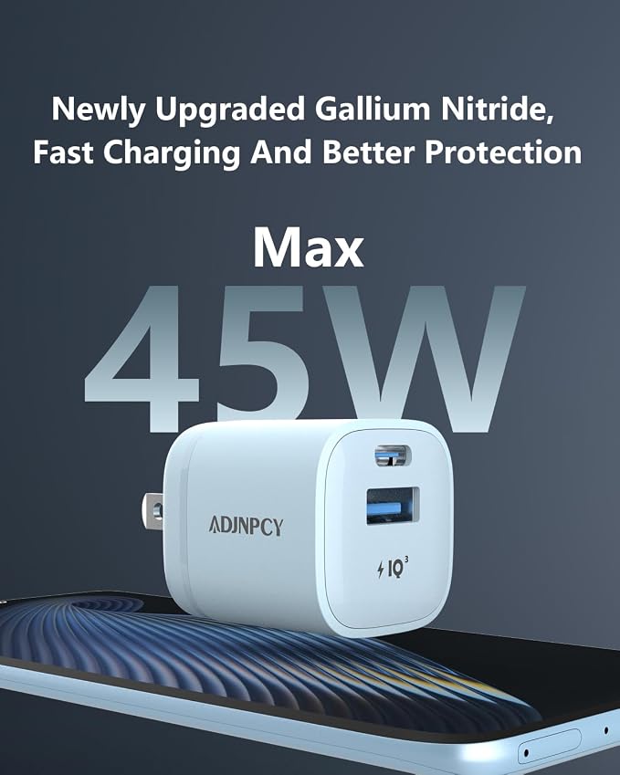 GT II 45W USB-C USB-A Charger Compact and Foldable Supports PPS Fast Charging with USB-C Cable Compatible Galaxy S25/S24/S23/Z FoldiPhone 16/15 SeriesiPad (45W 2Pack Black)