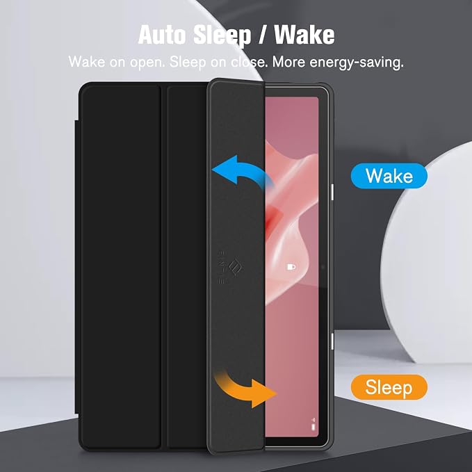 Fintie Hybrid Slim Case for Lenovo Tab P12/Xiaoxin Pad Pro 12.7 TB370FU | Tri-Fold Viewing Stand Shockproof Cover with Clear Transparent Back Shell with Pencil Holder Auto Wake/Sleep Black
