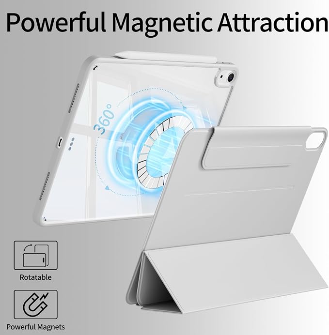Hybrid Case for iPad A16 11th/10th Generation 11/10.9 with Clasp | 2025/2022 Magnetic Detachable Trifold Stand Portrait/Landscape Angle Clear Protective Case Auto Wake/Sleep Black