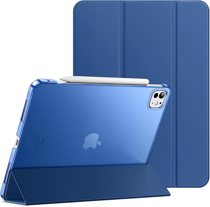JETech Case Cover for iPad Pro 11 M5/M4 Black | For 2025/2024 Models Translucent Back Tri-Fold Stand Auto Wake/Sleep Shockproof