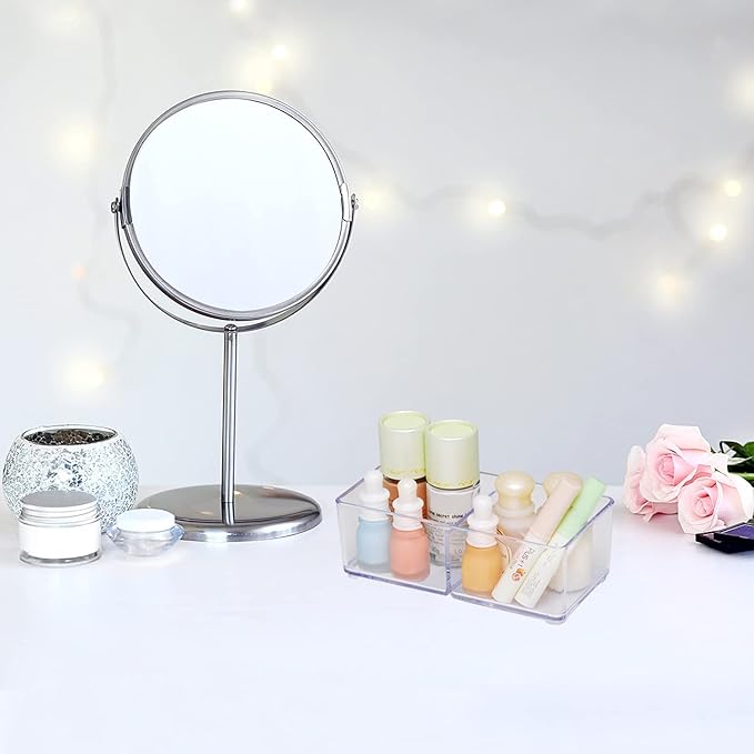 carrotez 2 Compartment Clear Plastic Drawer Organizer for Makeup, Bathroom, Desk, Vanity
