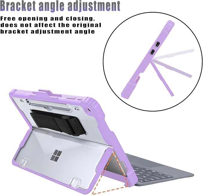 for Microsoft Surface Pro12 Case 1st Edition 12 Inch 2025Heavy Duty Rugged Protective Tablet Cover Kickstand Case (Black)
