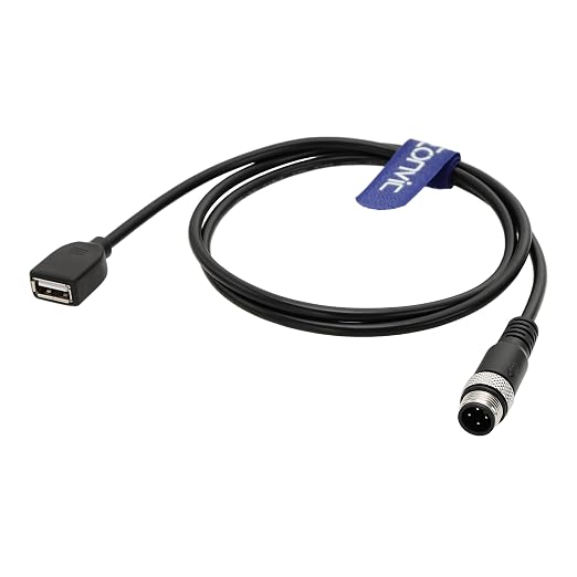 Industrial M12 4 Pin A Code Female to USB 2.0 Male Data Connection Cable High Flex Shielded Moulded IP67 Waterproof Cable