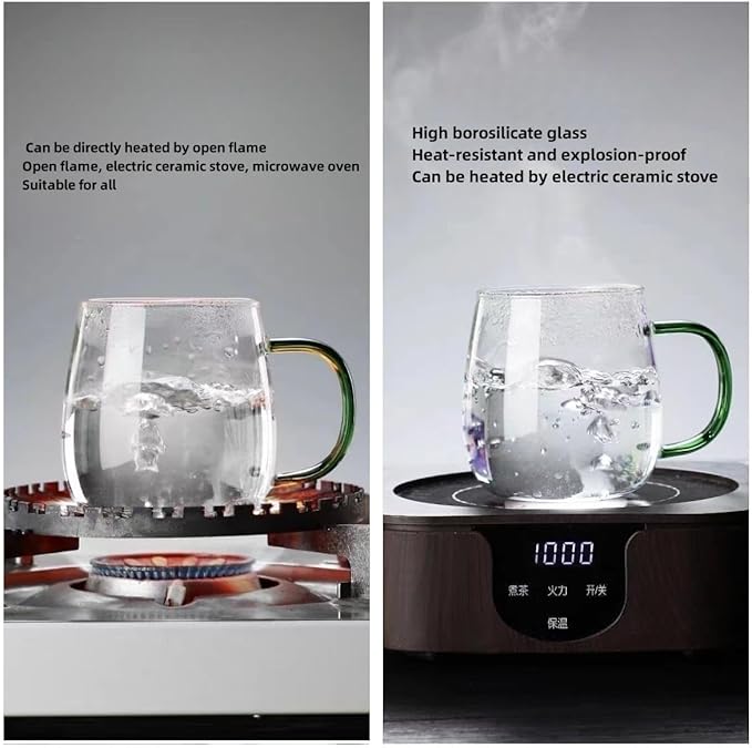 Clear Borosilicate Glass Coffee Mug with White Jade-Like Handle, 450ml/16oz – Durable Glass Mug for Coffee, Tea, Beer, and Hot Beverages, Ideal Gift