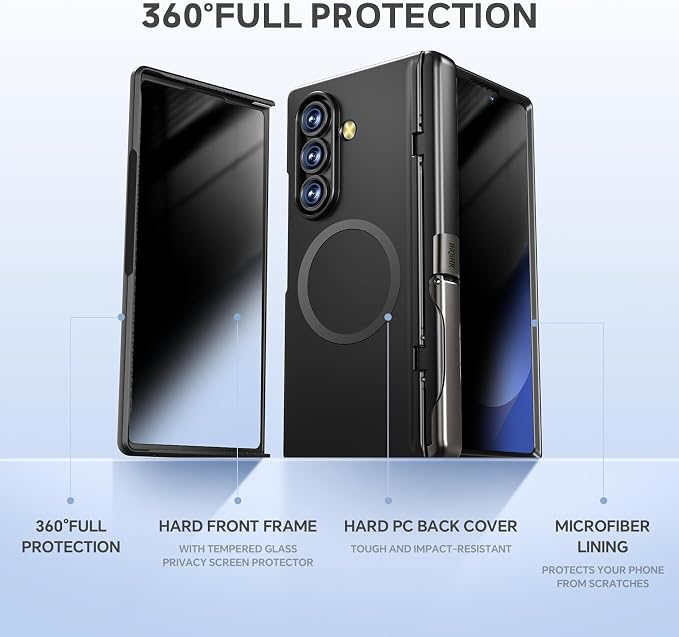 for Samsung Galaxy Z Fold7 Case [Compatible with Magsafe] [Invisible Kickstand &amp Privacy Screen Protector] Protective Phone Case for Samsung Galaxy Z Fold 7 Privacy Black