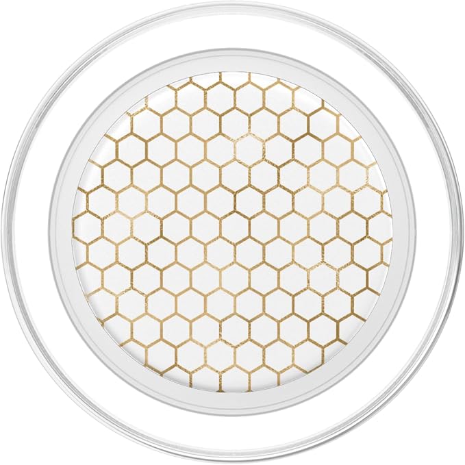 Honeybee Phone - White and Gold Honeycomb Cool Bees PopSockets Adhesive PopGrip