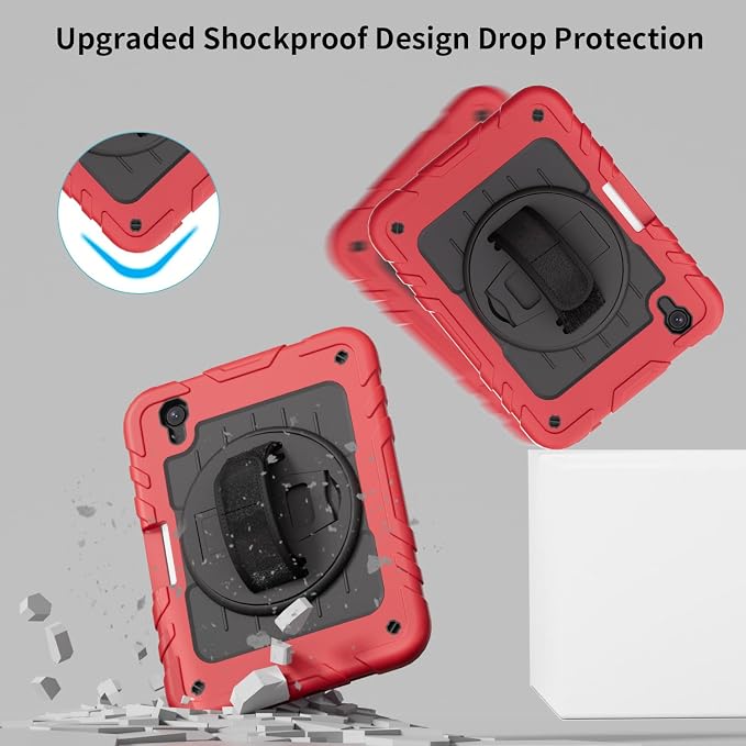 for iPad mini 7 A17 Pro/iPad mini 6 8.3 Inch Case iPad mini 7th/6th Generation Case (2024/2021) with Pencil Holder/Kickstand Hand Strap/Shoulder Strap Black