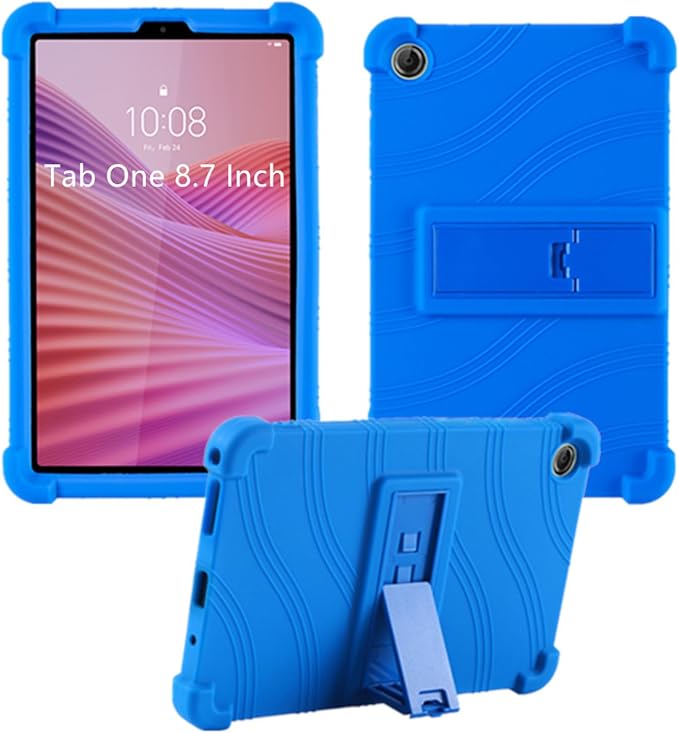 Case for Lenovo Tab One 8.7 Inch Tablet 2025 (TB305FU) Kids Friendly Soft Silicone Adjustable Stand Cover for Lenovo Tab K9 Tablet 8.7 inch Tablets (Blue)