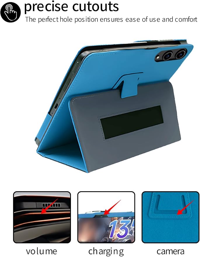 for TECLAST T65 13.4 Inch Android Tablet CaseBOVUGAC Folding Stand Protective Cover with Pencil Holder and Wrist StrapFull Protection Premium PUScratch Resistant(Black)