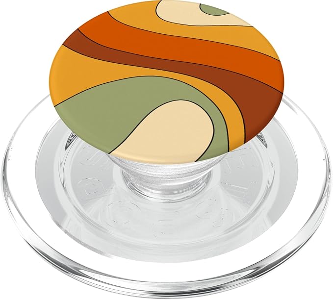 Retro Liquid Swirl Rainbow 70s Aesthetic Boho Burnt Orange PopSockets Adhesive PopGrip