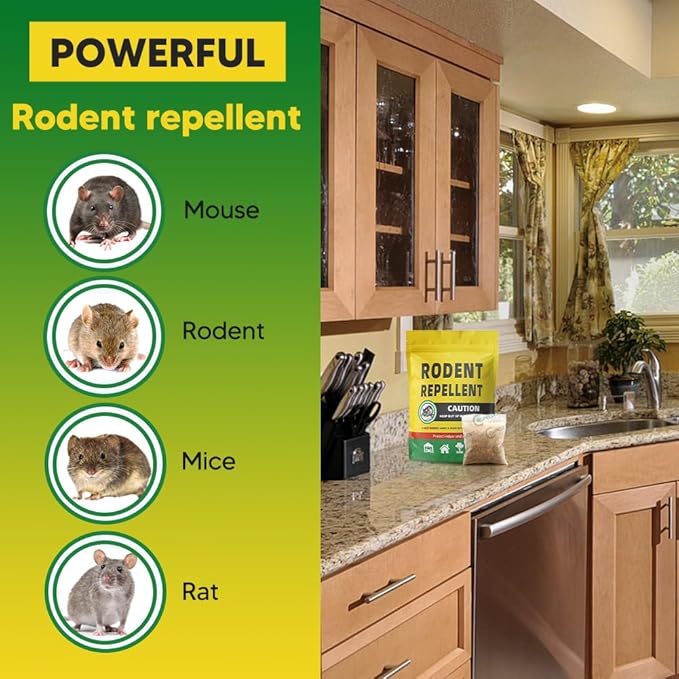 Rodent Repellent, Mice Repellent, Peppermint Rat Repellent, Keep Rodents Out of House/Cars/Rvs/Garages, Natural Mouse Repellents, Indoor & Outdoor 3 Months Protection, 8P