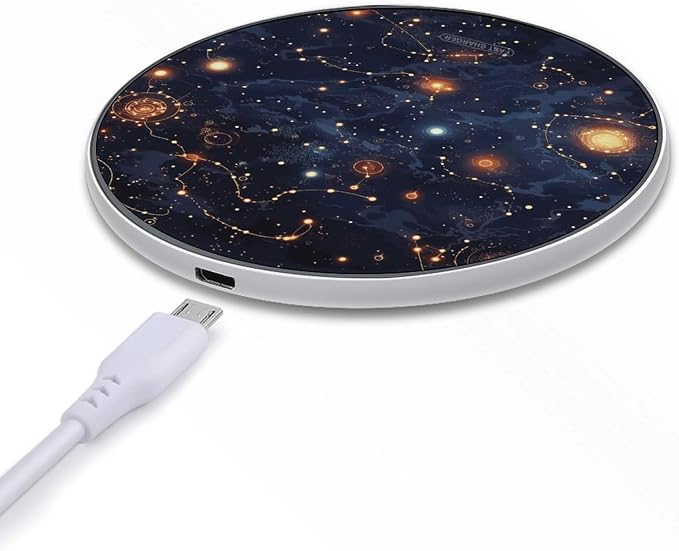Star Constellation Map Wireless Charger Portable 10W Fast Wireless Charging Pad Compatible with Phone Ultra-Thin Charging Station Lightweight Charger Mat for Travel Home Office Desk