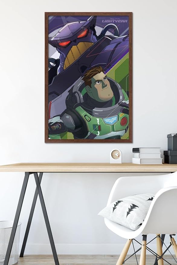 Trends International Disney Pixar Lightyear - Buzz and Zurg Wall Poster, 22.375" x 34", Mahogany Framed Version