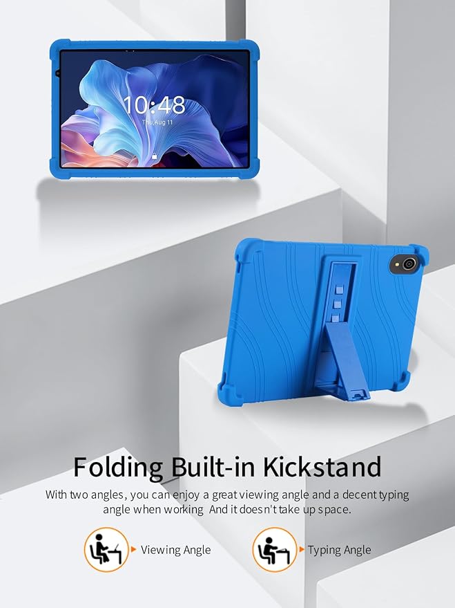for ApoloSign EP103A 10.1 Tablet CaseBOVUGAC Soft Silicone Case Adjustable Stand Shockproof Kids Friendly (Black)