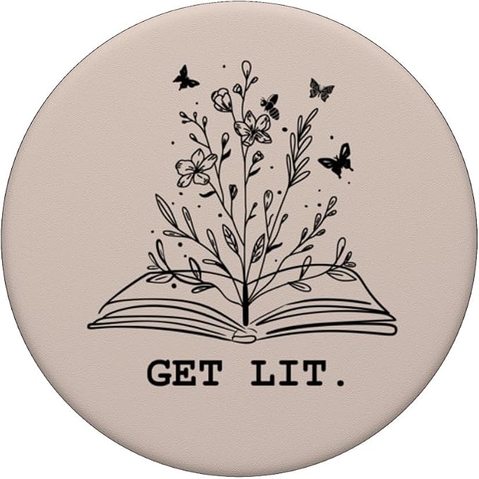 Get Lit Library Book Wildflowers Lovers Literature Teacher PopSockets Adhesive PopGrip