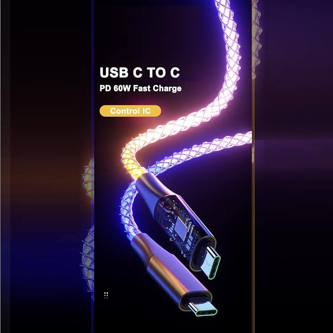 IHAO Multi Ports Charger Cable 3 Combinations in One Cable USB A to USB C/Micro USB PD Fast Charging Cord Lighted Up LED Flowing Compatible with Almost All Kinds of Electric Device-39Inches Blue