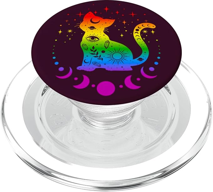 Rainbow Astrology Cat LGBT Gay Pride Flag PopSockets Adhesive PopGrip