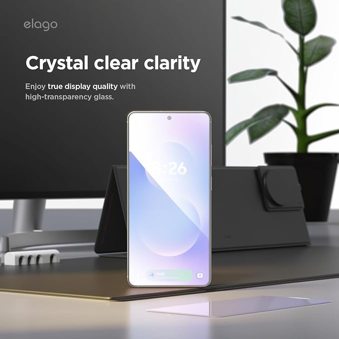 elago Tempered Glass+ Screen Protector for Samsung Galaxy S26 | Case Friendly 9H Surface Hardness Anti-Fingerprint Shatter-Proof Scratch Protection Bubble-Free