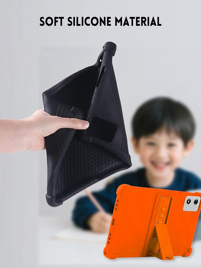 10 Case for SVITOO Tab 10/P10/PL001 Android 15 Tablet (Black) | Soft Silicone Kids Friendly Protective Cover with Adjustable Stand Drop-Proof