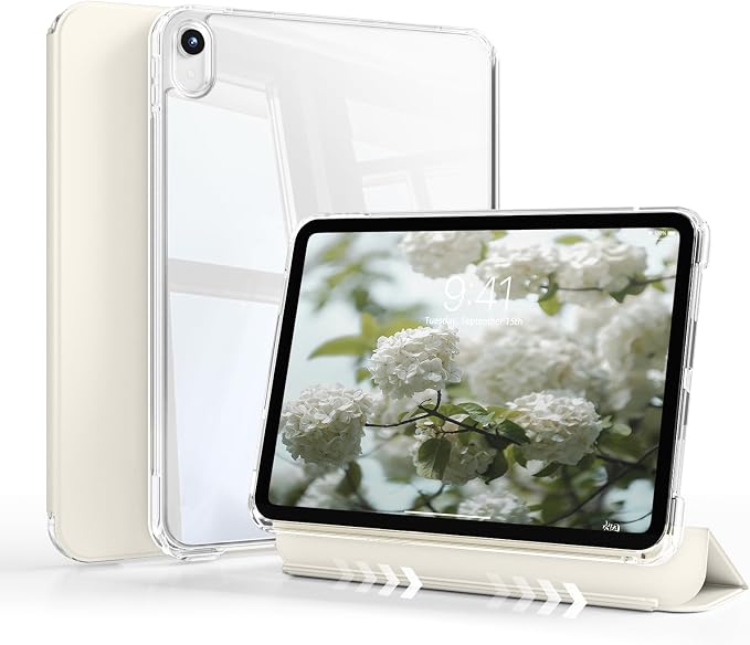 Detachable Case for iPad A16 11th Gen 11/10th Gen 10.9 Black | Slim Transparent Shell Back Soft Shockproof TPU Frame Without Pencil Holder Auto Sleep/Wake