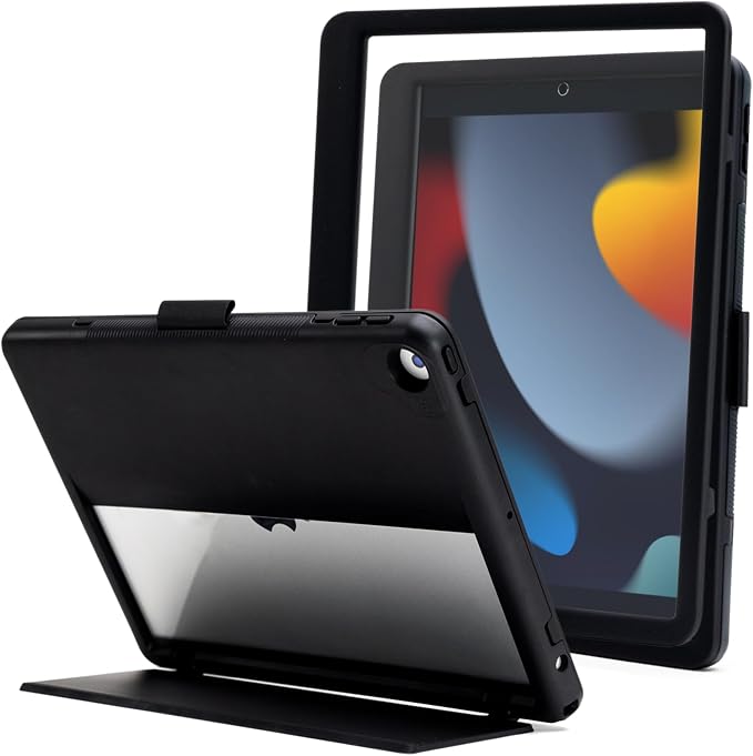 ZAGG Denali iPad 10.2-Inch Case - Ultra-Durable Eco-Friendly Drop-Resistant with Snap-On Screen Protector &amp Infinity Angle Stand Compatible with 7th-9th Gen Black