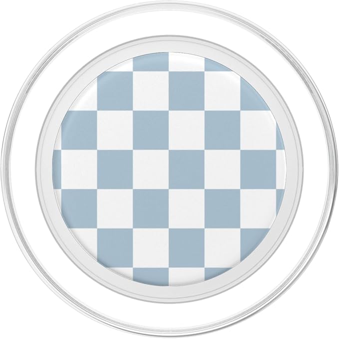 Light Blue Checkered Blue and White Checkered Pattern PopSockets PopGrip for MagSafe