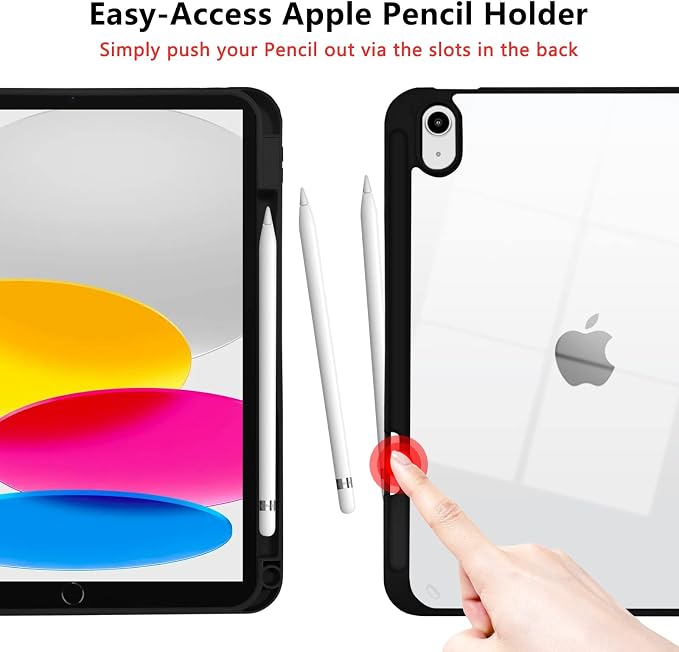 Hybrid Slim Case for iPad 11th (A16) 11-inch 2025 / iPad 10th Generation 10.9-inch 2022 - Shockproof Cover with Clear Transparent Back Shell [Pencil Holder Auto Sleep/Wake] Blue Cow