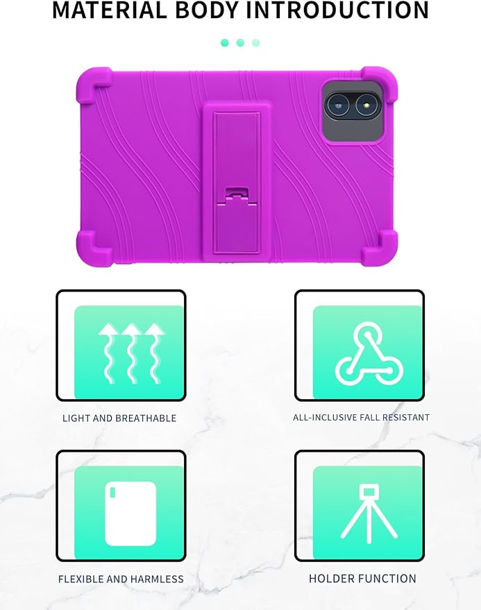 Case for Zuleisy E8A Android 15 Tablet 8.7 inch，WUNIAK Shock Proof Lightweight Stand Rubber Shell Protective CoverKids Friendly Soft Silicone Adjustable Stand CoverBlack