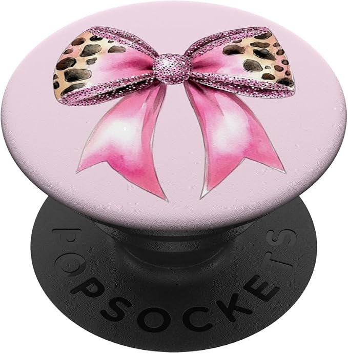 Bow Coquette Cute Pink Bows Aesthetic Hot Pink Leopard Print PopSockets PopGrip for MagSafe