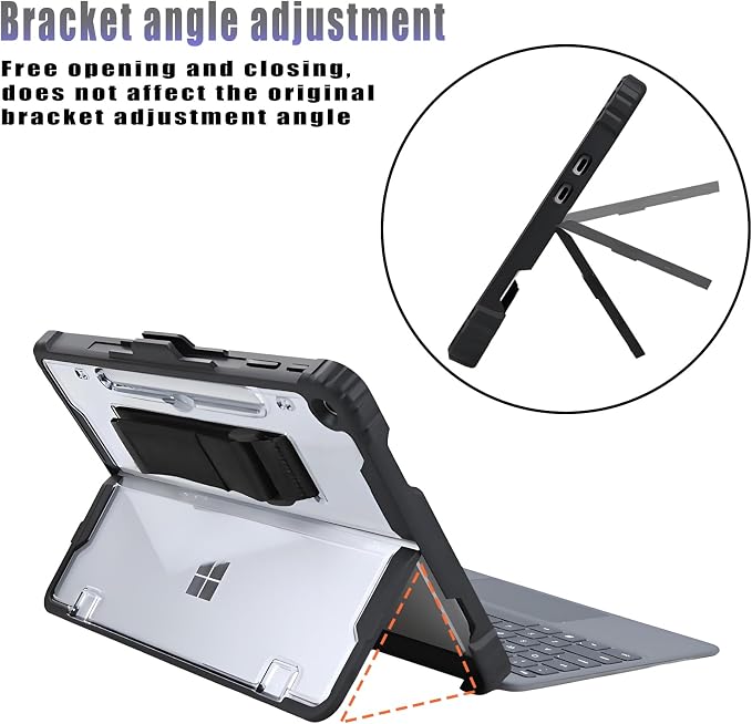 for Microsoft Surface Pro12 Case 1st Edition 12 Inch 2025Heavy Duty Rugged Protective Tablet Cover Kickstand Case (Black)