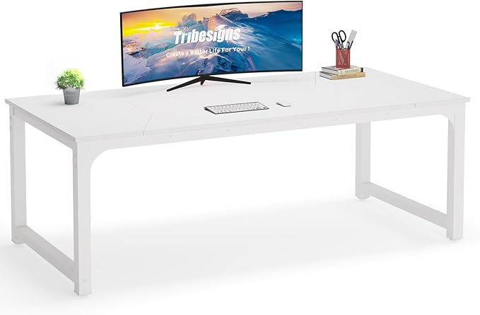 Tribesigns Modern Computer Desk, 78.7 x 39.4 inch X Large Executive Office Desk Computer Table Study Writing Desk Workstation for Home Office,White