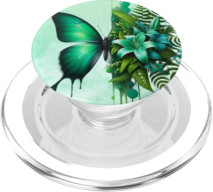 Floral Butterflies Flower Phone Grip Pop Out Green Butterfly PopSockets Adhesive PopGrip