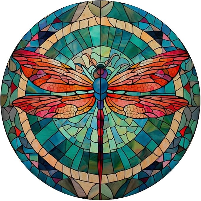 Aesthetic Stained Glass Colorful Dragonfly Abstract PopSockets PopGrip for MagSafe