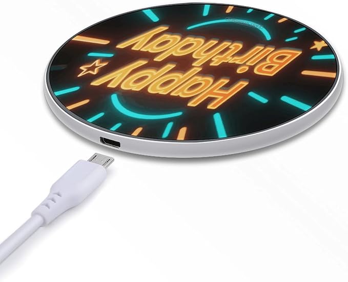 Happy Birthday Wireless Charger 10W Fast Charging Pad Anti-Slip Qi Certified Wireless Charging Pad Charging Station Portable Phone Charger for All Wireless Charging Smartphone