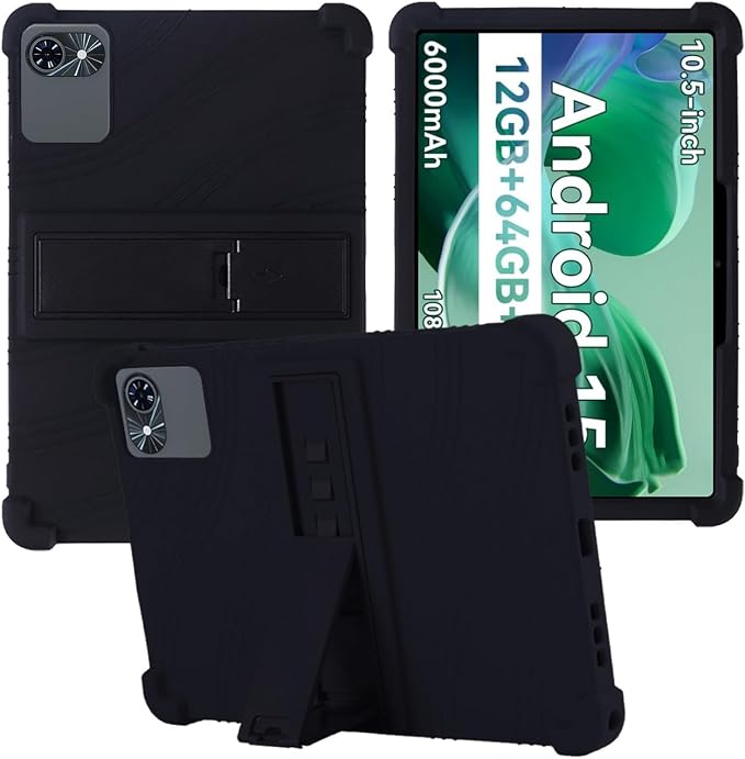 for TABWEE T80 Tablet 10.5 inch Tablet CaseBOVUGAC Soft Silicone Adjustable Stand Shockproof Kids Friendly for TABWEE 10.5 Tablet(Black)